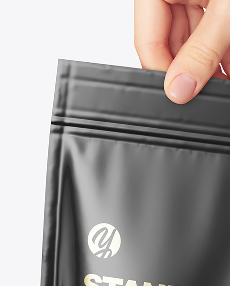 Glossy Stand up Pouch in a Hand Mockup PSD #5