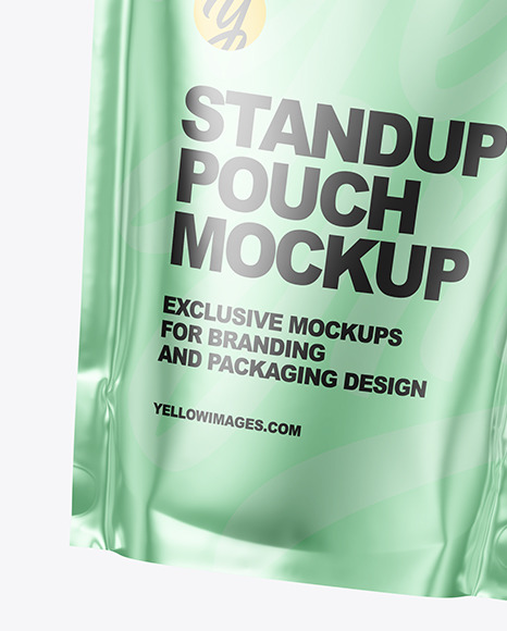 Metallic Stand up Pouch in a Hand Mockup PSD #2