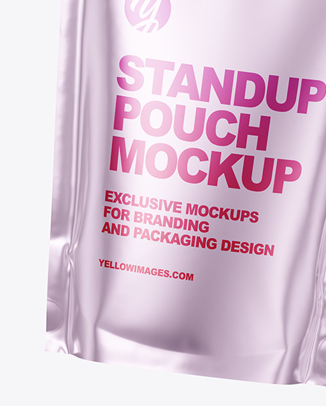 Metallic Stand up Pouch in a Hand Mockup PSD #7