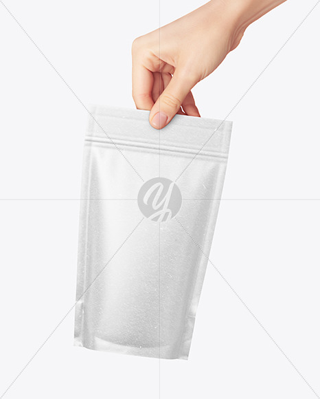 Kraft Stand up Pouch in a Hand Mockup PSD #3