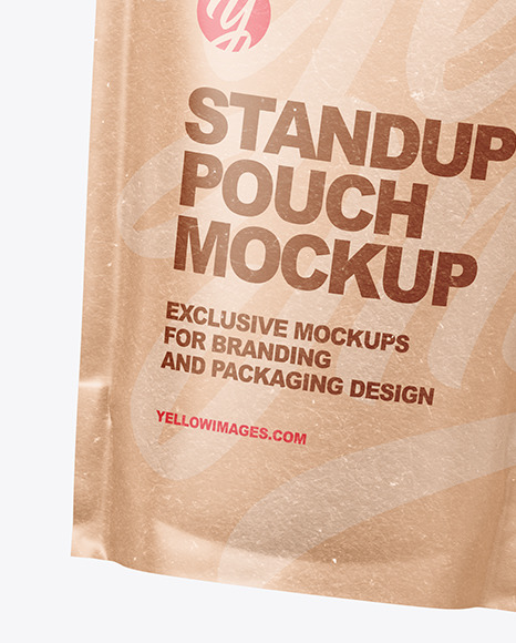 Kraft Stand up Pouch in a Hand Mockup PSD #2