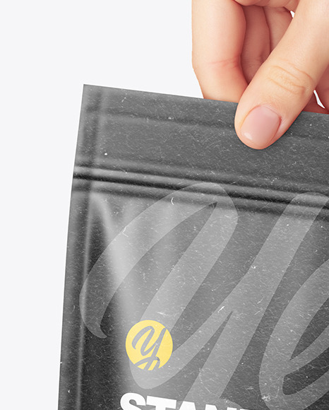 Kraft Stand up Pouch in a Hand Mockup PSD #5