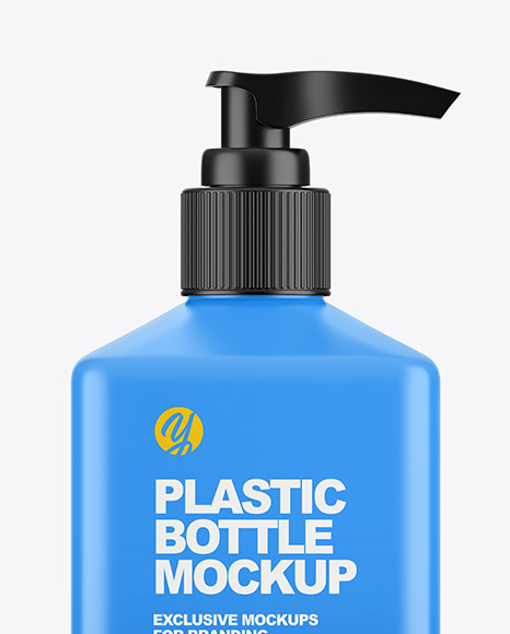 Plastic Square Bottle with Pump Mockup bottle mockup 85783