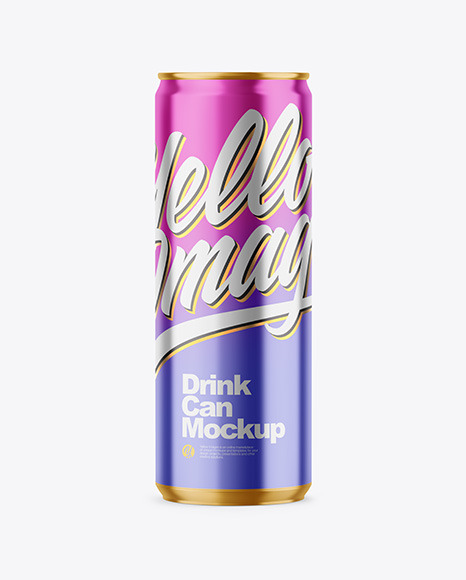 355ml Glossy Metallic Drink Can Mockup PSD #2