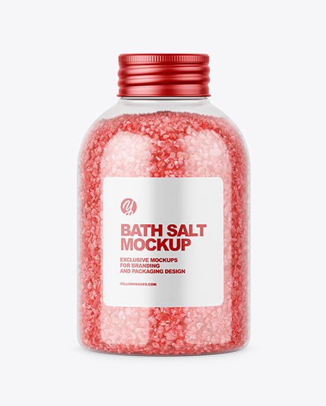 Red Bath Salt in Jar Mockup
