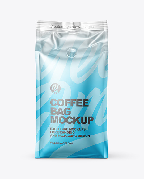 Metallic Coffee Bag Mockup - Front View
