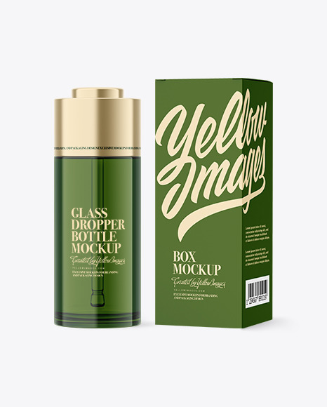Glass Dropper Bottle with Box Mockup