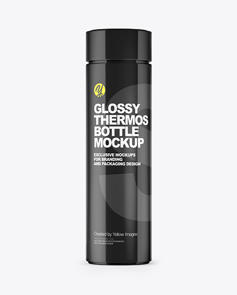 Glossy Thermos Bottle Mockup