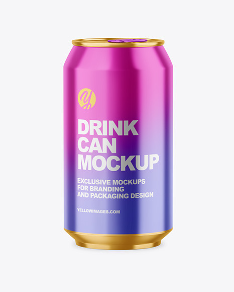 330ml Glossy Metallic Drink Can Mockup PSD #2
