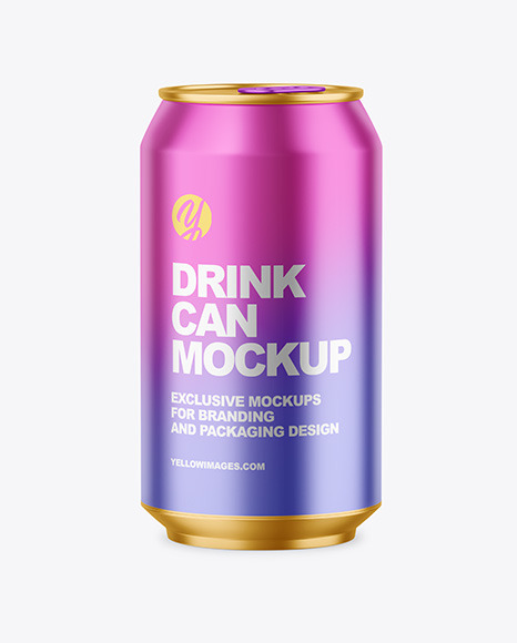 330ml Matte Metallic Drink Can Mockup PSD #2