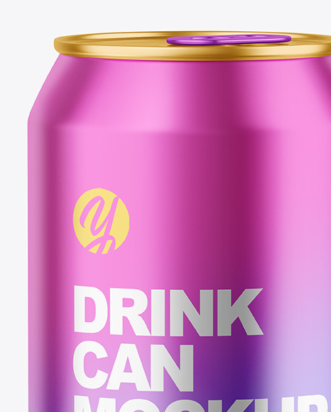 330ml Matte Metallic Drink Can Mockup PSD #1