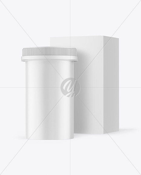 Matte Plastic Medicines Jar with Box Mockup PSD #3
