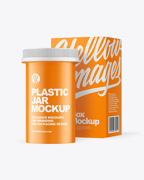Matte Plastic Medicines Jar with Box Mockup PSD #2