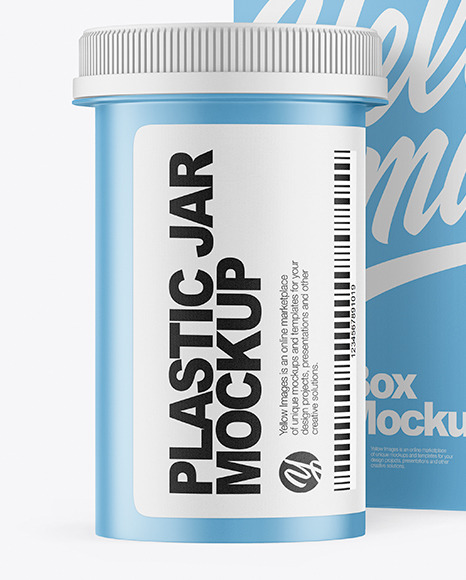 Matte Plastic Medicines Jar with Box Mockup PSD #1