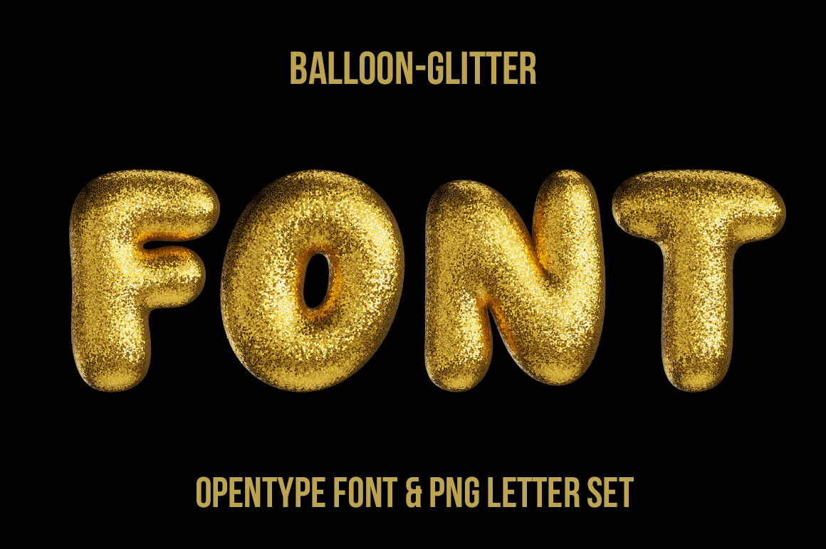 Balloon Glitter Font on Yellow Images Creative Store