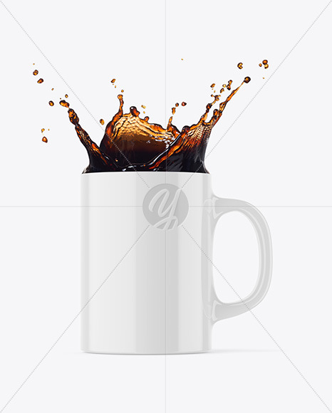 Glossy Mug w  Coffee Splash Mockup PSD #3