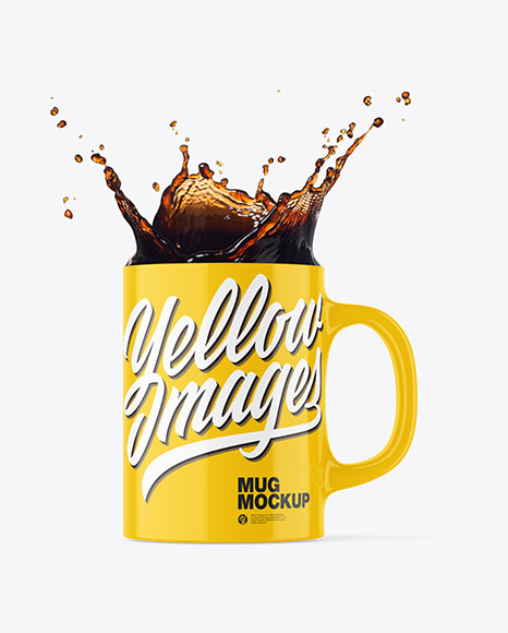 Glossy Mug w/ Coffee Splash Mockup