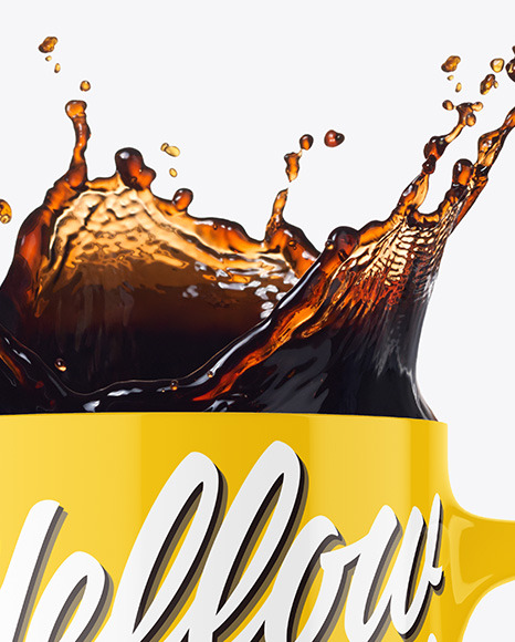 Glossy Mug w  Coffee Splash Mockup PSD #7