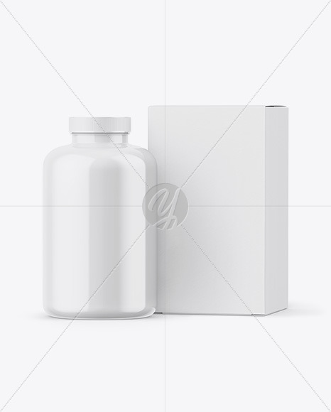 Glossy Plastic Jar with Paper Box Mockup PSD #1