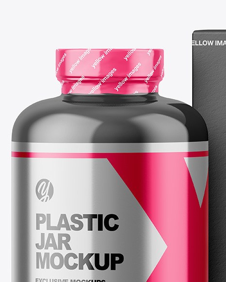 Glossy Plastic Jar with Paper Box Mockup PSD #7