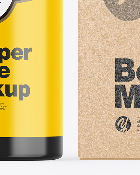 Glossy Dropper Bottle w  Kraft Box Mockup PSD #1