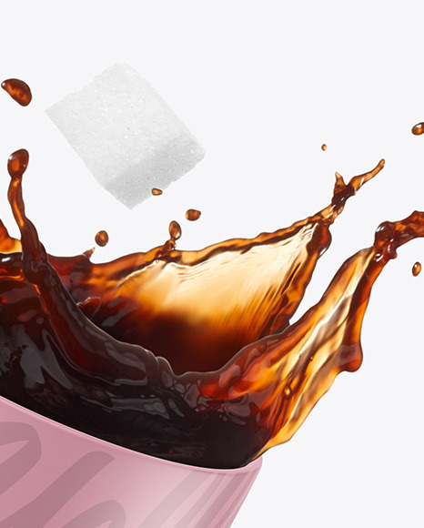 Matte Coffee Cup   Saucer w  Splash Mockup PSD #1