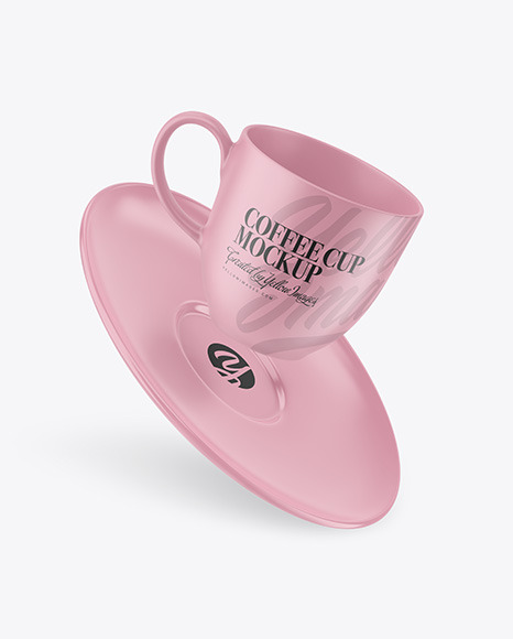 Matte Coffee Cup   Saucer w  Splash Mockup PSD #5