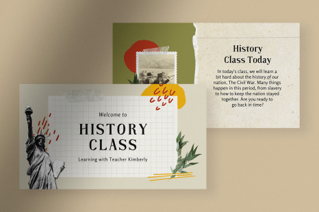 Soft Nature Illustrated History Lesson Presentation