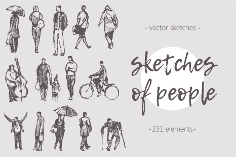 Big collection of sketches of people