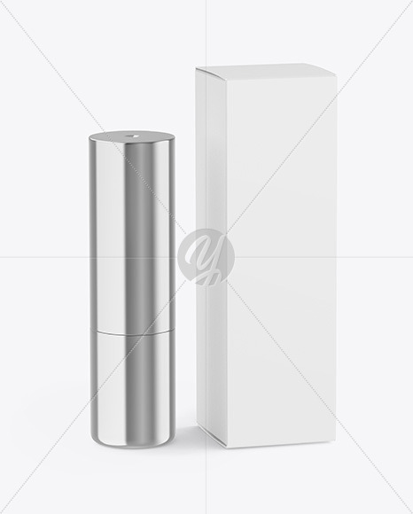 Metallic Lipstick Tube w  Box Mockup PSD #3