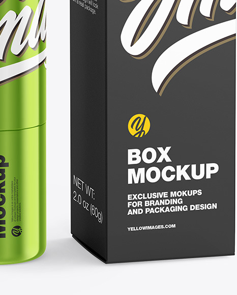Metallic Lipstick Tube w  Box Mockup PSD #6