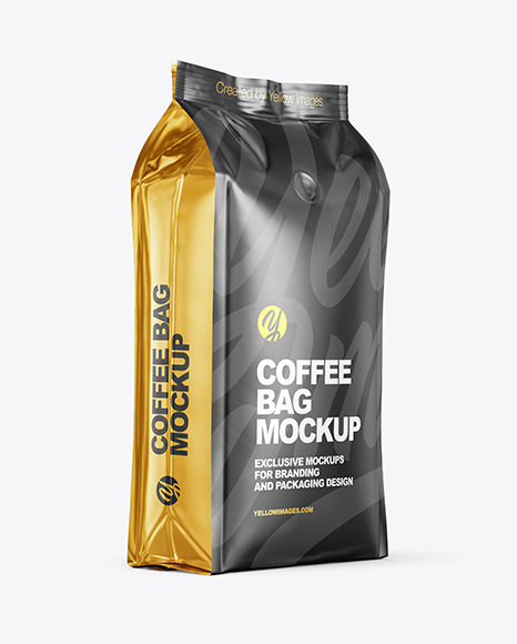 Glossy Coffee Bag Mockup - Halfside View
