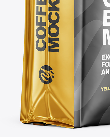 Glossy Coffee Bag Mockup   Halfside View PSD #1
