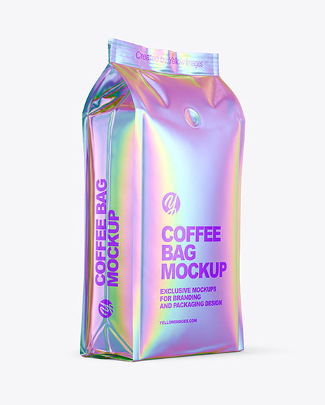 Glossy Coffee Bag Mockup   Halfside View PSD #6