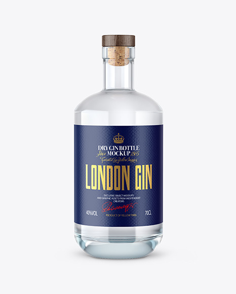 Dry Gin Bottle with Wooden Cap Mockup PSD #2