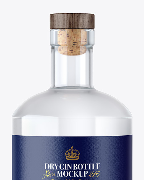 Dry Gin Bottle with Wooden Cap Mockup PSD #7