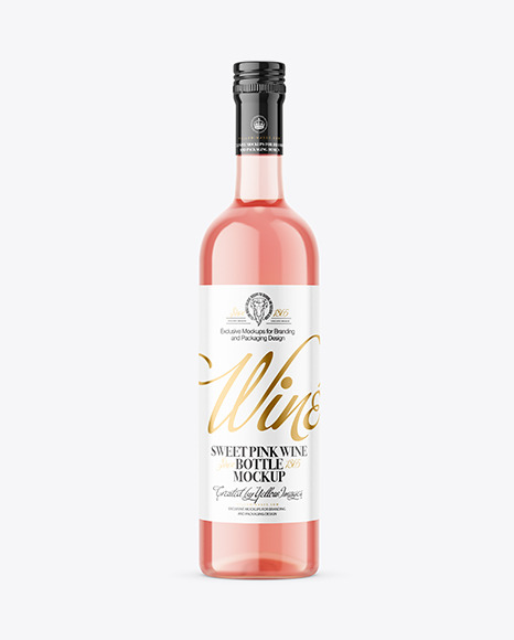 Clear Glass Pink Wine Bottle Mockup