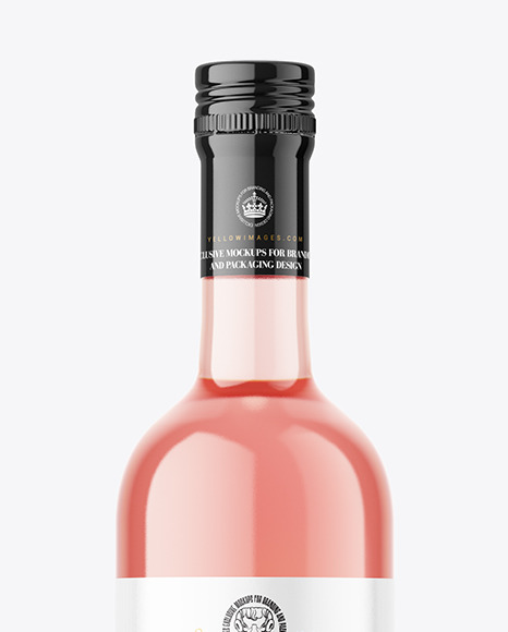 Clear Glass Pink Wine Bottle Mockup PSD #2