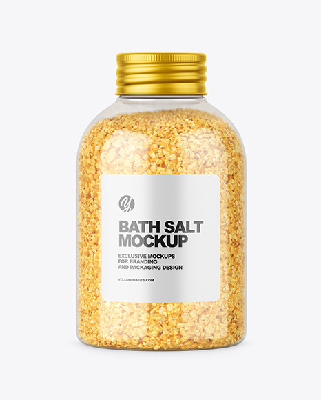 Yellow Bath Salt in Jar Mockup PSD #2