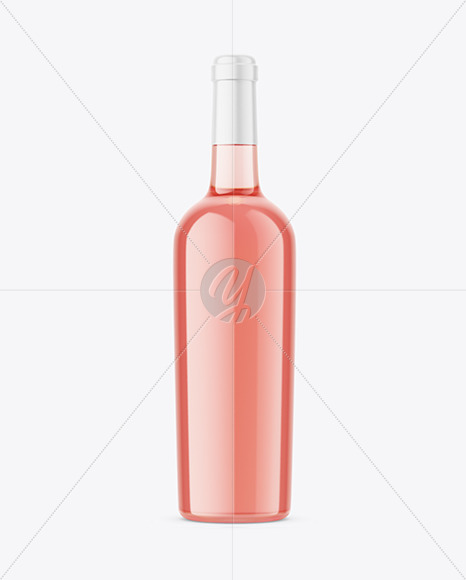 Clear Glass Pink Wine Bottle Mockup PSD #3