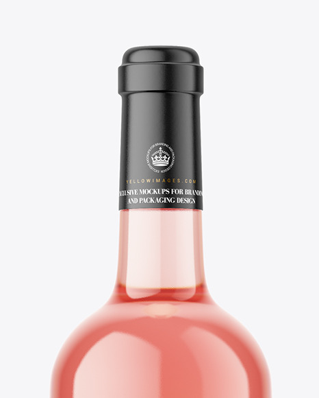 Clear Glass Pink Wine Bottle Mockup PSD #2