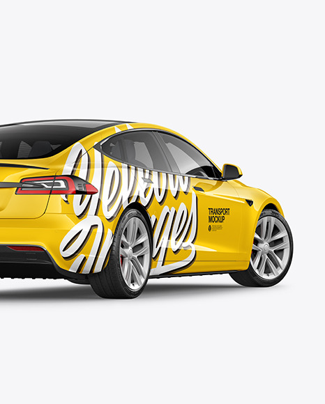 Electric Executive Car Mockup - Back Half Side View