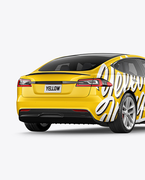 Electric Executive Car Mockup   Back Half Side View PSD #2