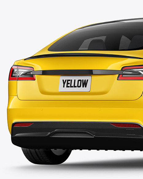 Electric Executive Car Mockup   Back Half Side View PSD #1