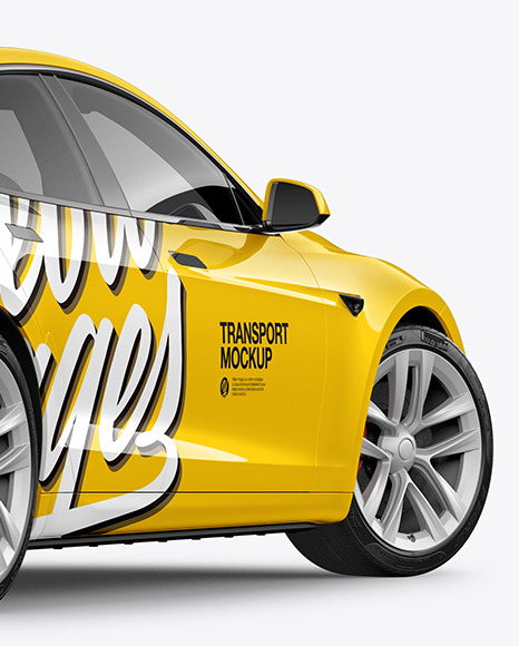 Electric Executive Car Mockup   Back Half Side View PSD #6