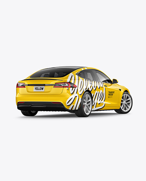 Electric Executive Car Mockup   Back Half Side View PSD #7