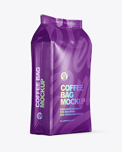 Matte Coffee Bag Mockup   Halfside View PSD #6