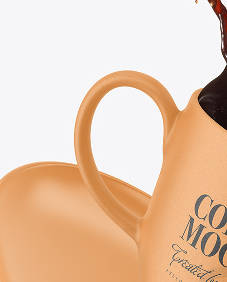 Ceramic Coffee Cup   Saucer w  Splash Mockup PSD #6