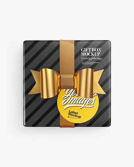 Gift Box w  Label Mockup PSD #4