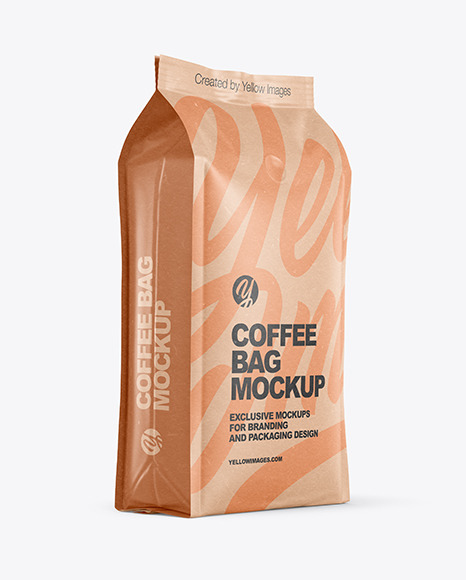 Kraft Coffee Bag Mockup - Halfside View - Free Download Images High 